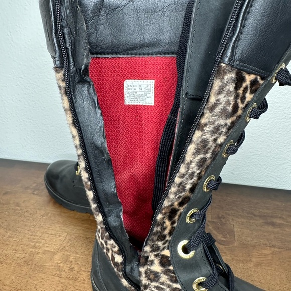 Vintage Timberland women’s knee high combat boots. Leopard print w/blk leather - Picture 12 of 12